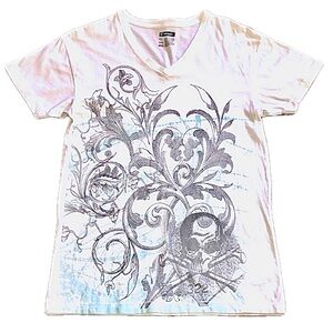 INC mens Graphic printed V-neck short sleeve tee